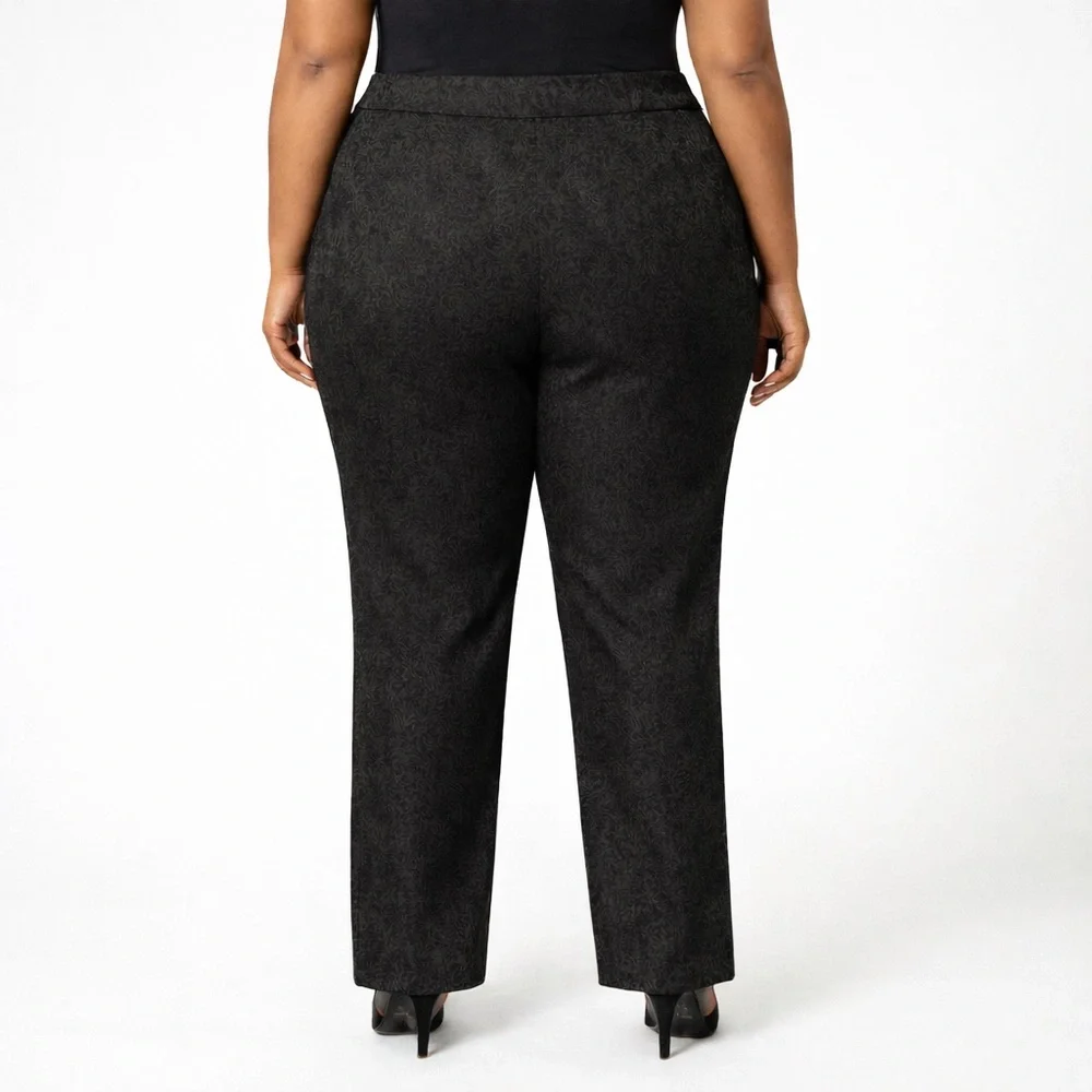 LN Ashley Stewart Elegant Black Patterned Pants - 16 - Picture 2 of 10